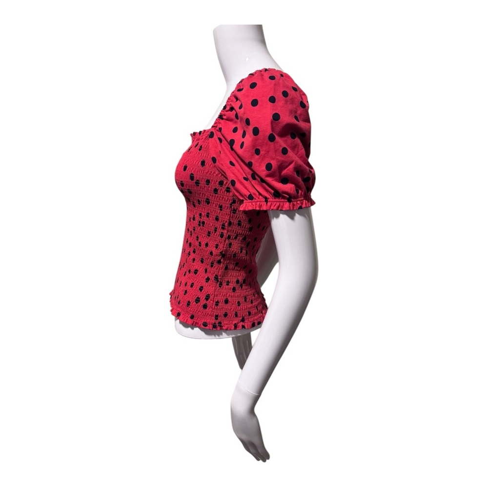 Anthropologie Dolan Polka Dot Smocked Top Size XS Coquette Girlypop Preppy - Picture 4 of 9